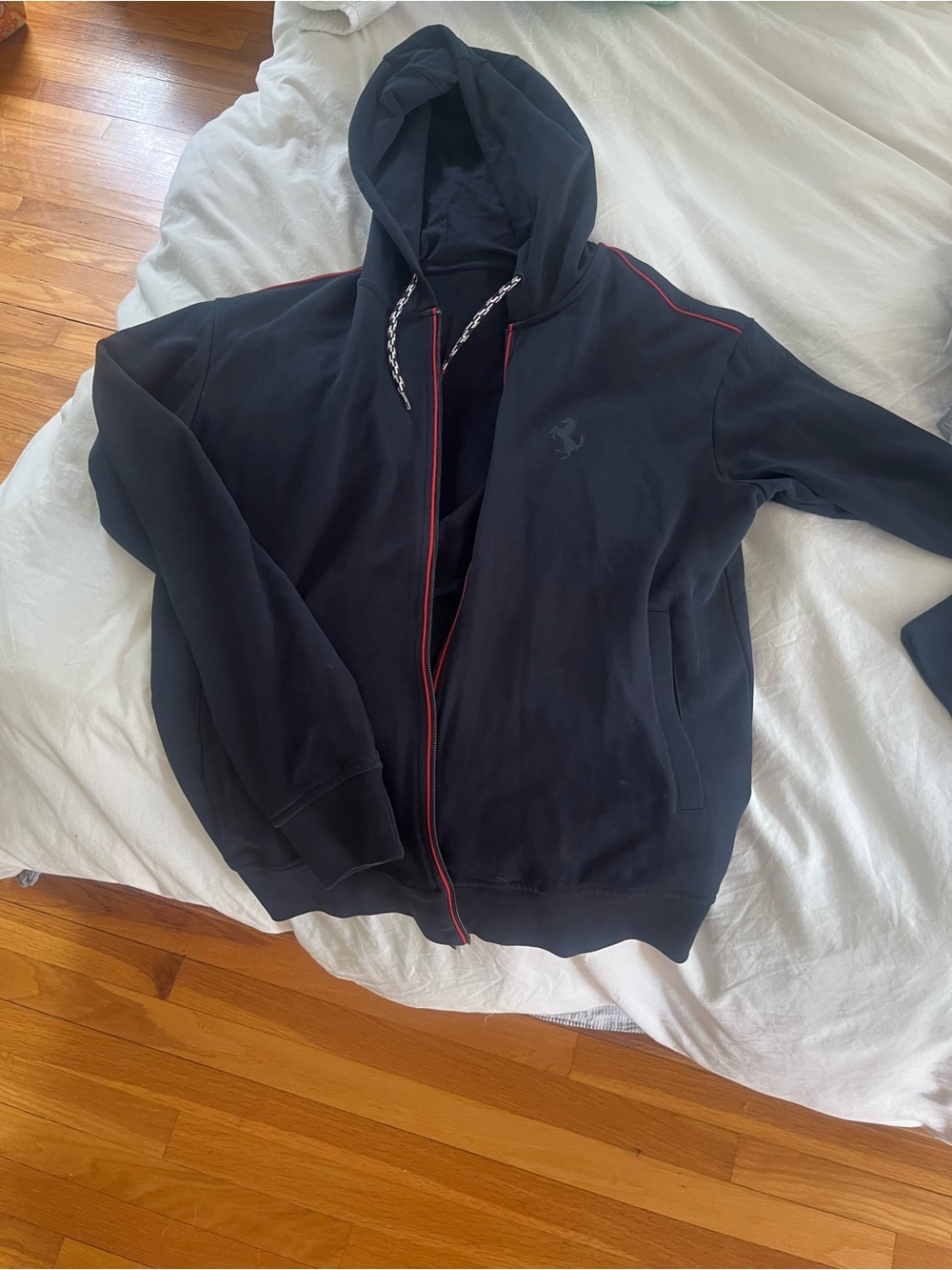 Ferrari Black Hoodie with Subtle Dark Trim